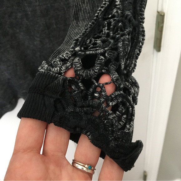 American Age Long-Sleeved Tee with Lace Inserts, Cut Work Style - Picture 11 of 15